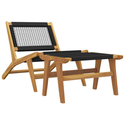 Trädgårdsstol med fotstöd massiv teak och polyester