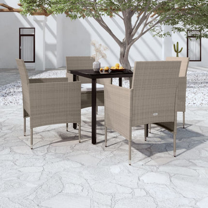 Matgrupp för trädgården med dynor 5 delar beige och svart