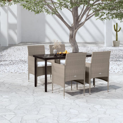 Matgrupp för trädgården med dynor 5 delar beige och svart