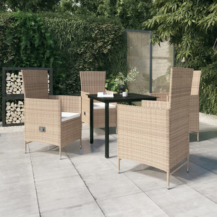 Matgrupp för trädgården med dynor 5 delar beige