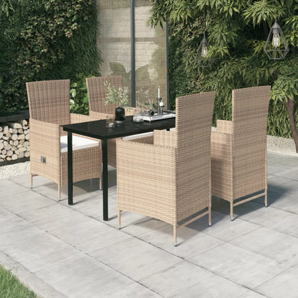 Matgrupp för trädgården med dynor 5 delar beige
