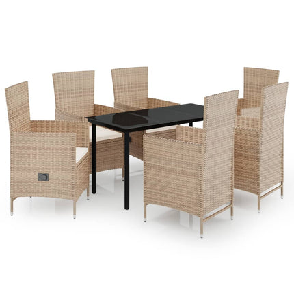 Matgrupp för trädgården med dynor 7 delar beige