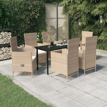 Matgrupp för trädgården med dynor 7 delar beige