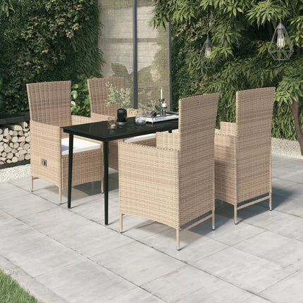 Matgrupp för trädgården med dynor 5 delar beige