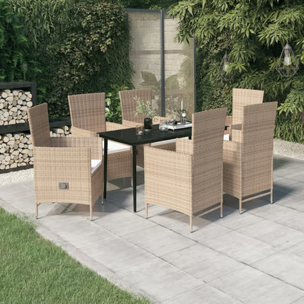 Matgrupp för trädgården med dynor 7 delar beige