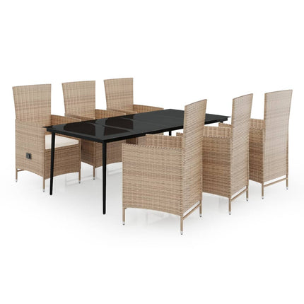 Matgrupp för trädgården med dynor 7 delar beige