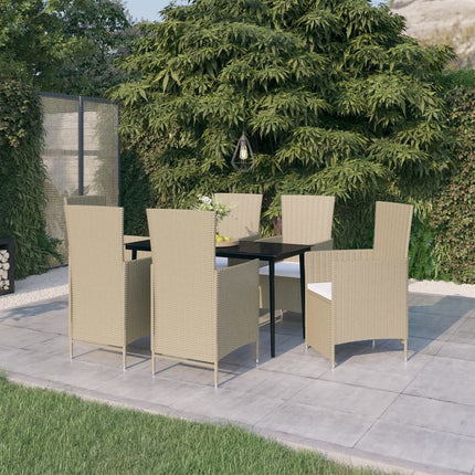 Matgrupp för trädgården med dynor 7 delar beige
