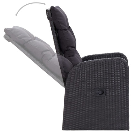 Matgrupp för trädgården med dynor 7 delar svart