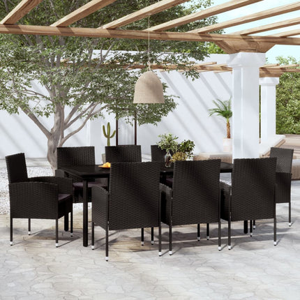 Matgrupp för trädgården 9 delar svart