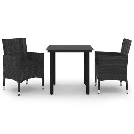 Matgrupp för trädgården 3 delar med dynor konstrotting och glas