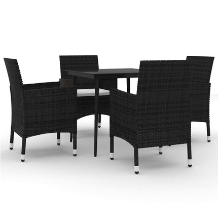 Matgrupp för trädgården 5 delar med dynor konstrotting och glas