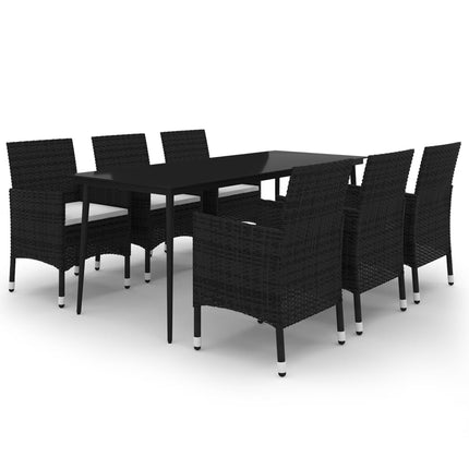 Matgrupp för trädgården med dynor 7 delar konstrotting och glas