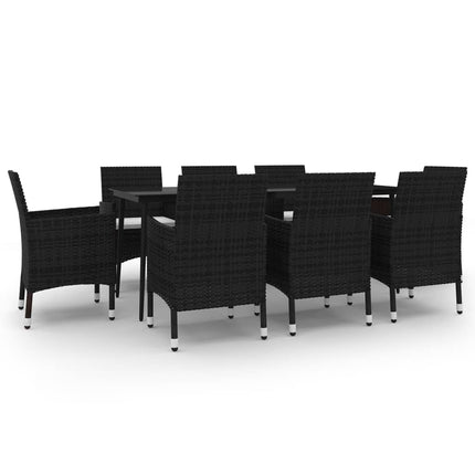 Matgrupp för trädgården med dynor 9 delar konstrotting och glas