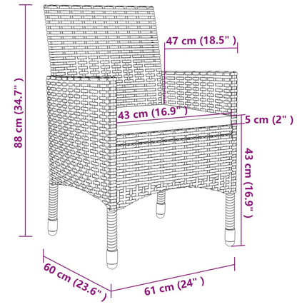 Matgrupp för trädgården 5 delar med dynor konstrotting och glas