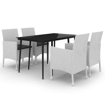 Matgrupp för trädgården 5 delar med dynor konstrotting och glas
