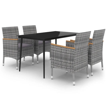 Matgrupp för trädgården med dynor 5 delar konstrotting och glas