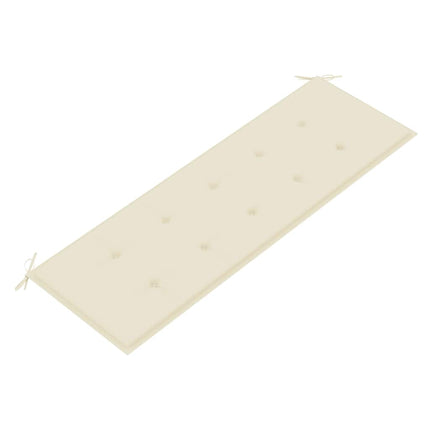 Bataviabänk med gräddvit dyna 150 cm massiv teak