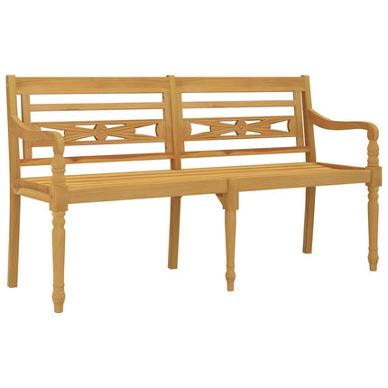 Bataviabänk med beige dyna 150 cm massiv teak