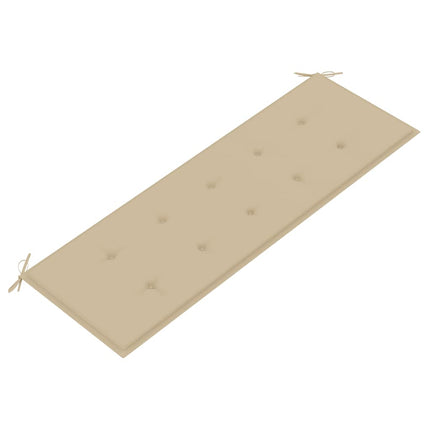 Bataviabänk med beige dyna 150 cm massiv teak