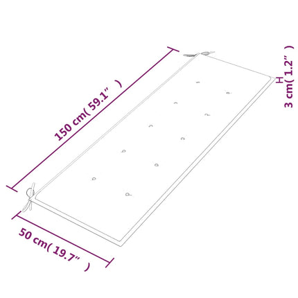 Bataviabänk med röd dyna 150 cm massiv teak