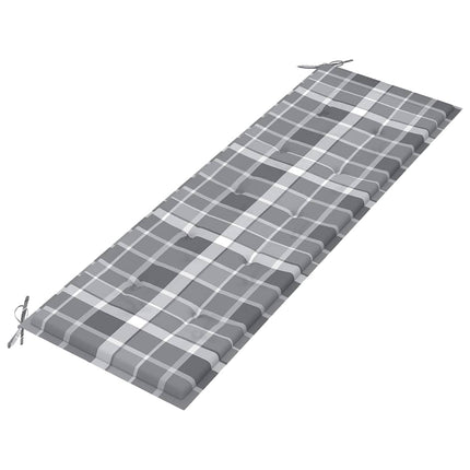 Bataviabänk med grårutig dyna 150 cm massiv teak