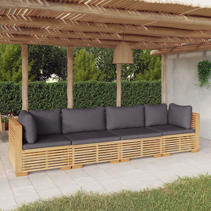 Loungegrupp för trädgården med dynor 4 delar massiv teak