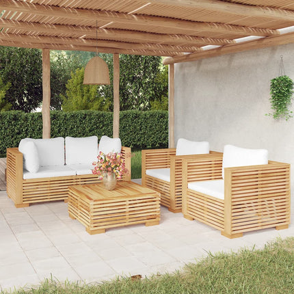 Loungegrupp för trädgården med dynor 5 delar massiv teak
