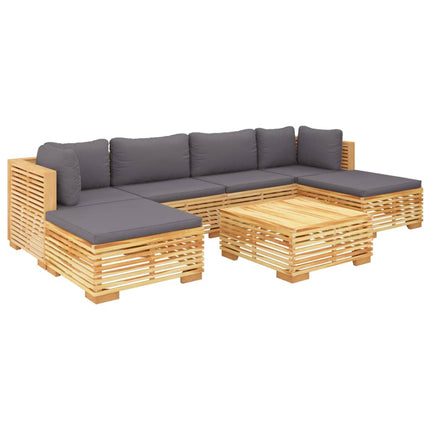 Loungegrupp för trädgården med dynor 7 delar massiv teak