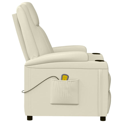 Massagefåtölj gräddvit konstläder
