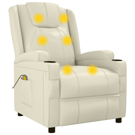 Massagefåtölj gräddvit konstläder