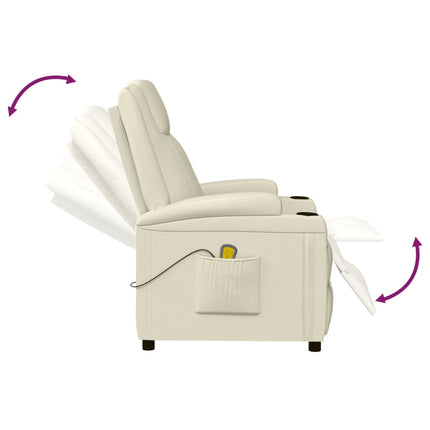 Massagefåtölj gräddvit konstläder