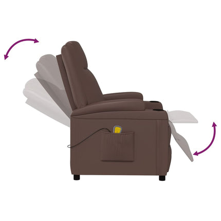 Massagefåtölj brun konstläder