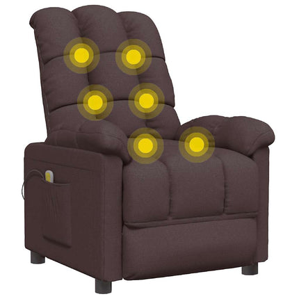 Massagefåtölj mörkbrun tyg