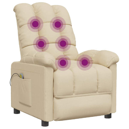 Massagefåtölj gräddvit tyg