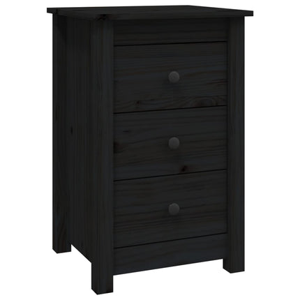 Sängbord 2 st svart 40x35x61,5 cm massiv furu