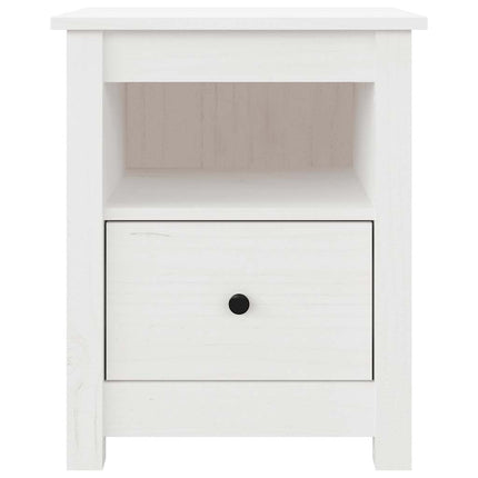 Sängbord vit 40x35x49 cm massiv furu