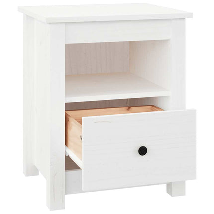 Sängbord vit 40x35x49 cm massiv furu