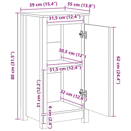 Skänk vit 39x35x80 cm massiv furu