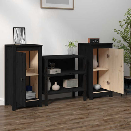 Skänk svart 2 st 39x35x80 cm massiv furu