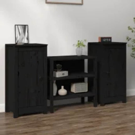 Skänk svart 2 st 39x35x80 cm massiv furu