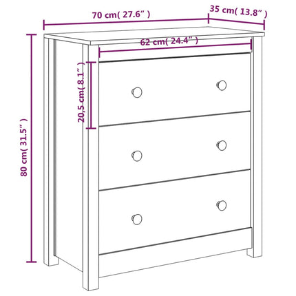 Skänk 70x35x80 cm massiv furu