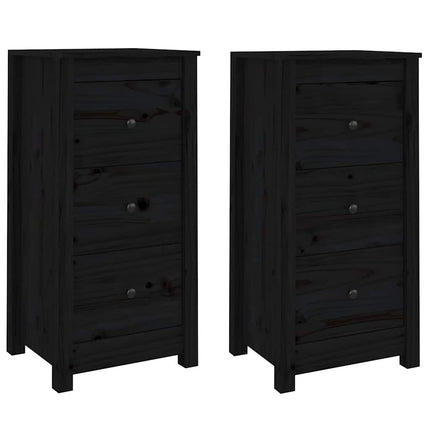 Skänk svart 2 st 40x35x80 cm massiv furu