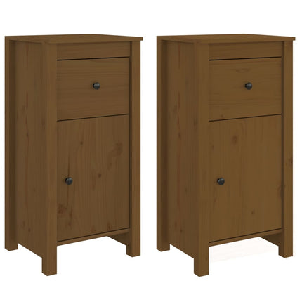Skänkar 2 st honungsbrun 40x35x80 cm massiv furu