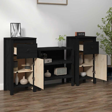 Skänk svart 2 st 40x35x80 cm massiv furu