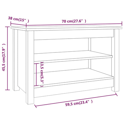 Skobänk honungsbrun 70x38x45,5 cm massiv furu