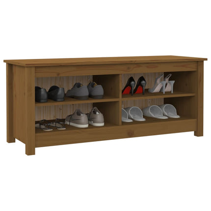 Skobänk honungsbrun 110x38x45,5 cm massiv furu