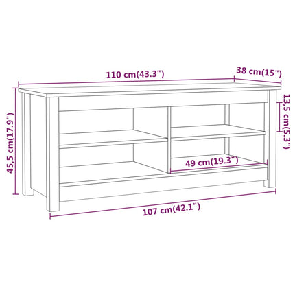 Skobänk honungsbrun 110x38x45,5 cm massiv furu