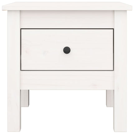 Sidobord vit 40x40x39 cm massivt furuträ