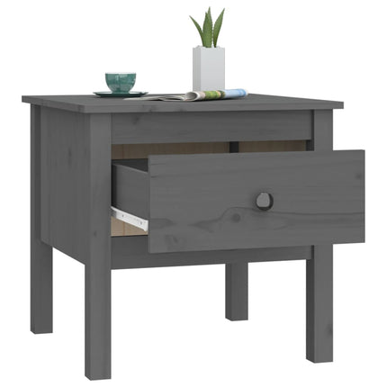 Sidobord grå 50x50x49 cm massivt furuträ