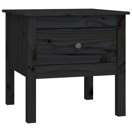 Sidobord svart 50x50x49 cm massivt furuträ